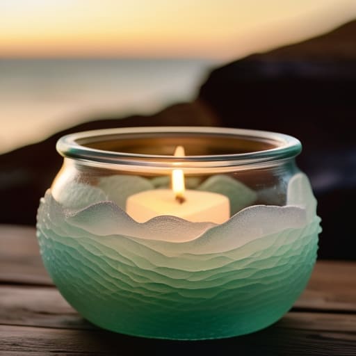 DIY Sea Glass Luminaries casting ethereal glow.