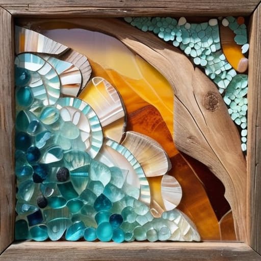 Sea Glass Treasures in Reclaimed Frames.