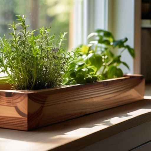 The Minimalist Herb Planter made of cedar.