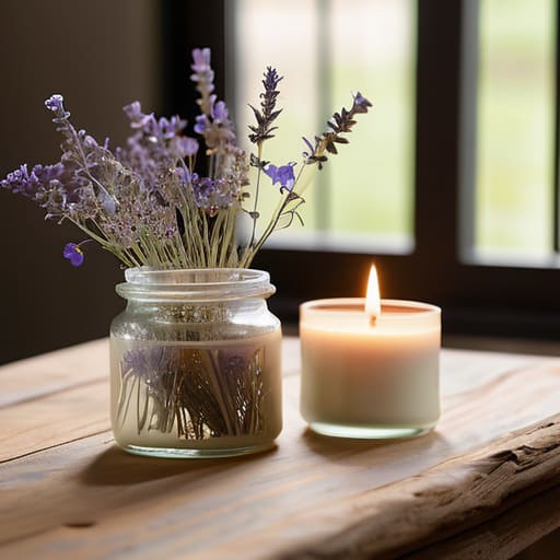 Hand-Poured Botanical Soy Candles with wildflowers.
