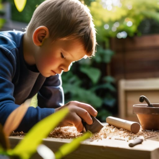 Kids learning how to build a birdhouse.