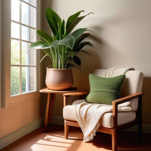 Sunlight and Botanical Bliss in reading nook.