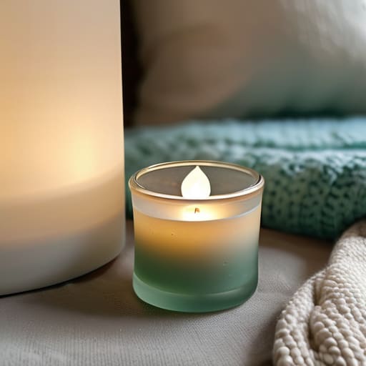 LED tea lights creating The Sea Glass Glow.